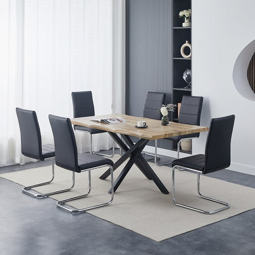 S-1208/2159BK Table and Black Chairs – Kitchen Set 7pcs - Optimum Plus