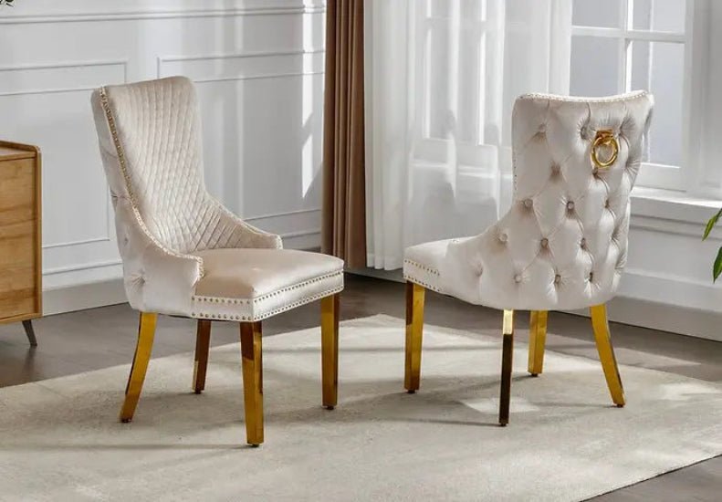 Chaises C-1285 (velours crème) 2pcs