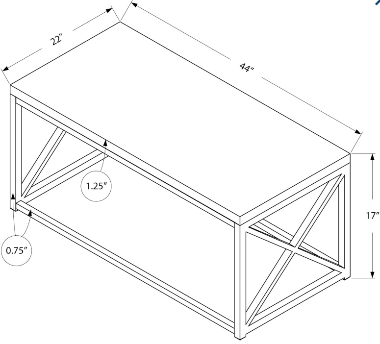 I-3028 Coffee Table (white/chrome metal) - Optimum Plus