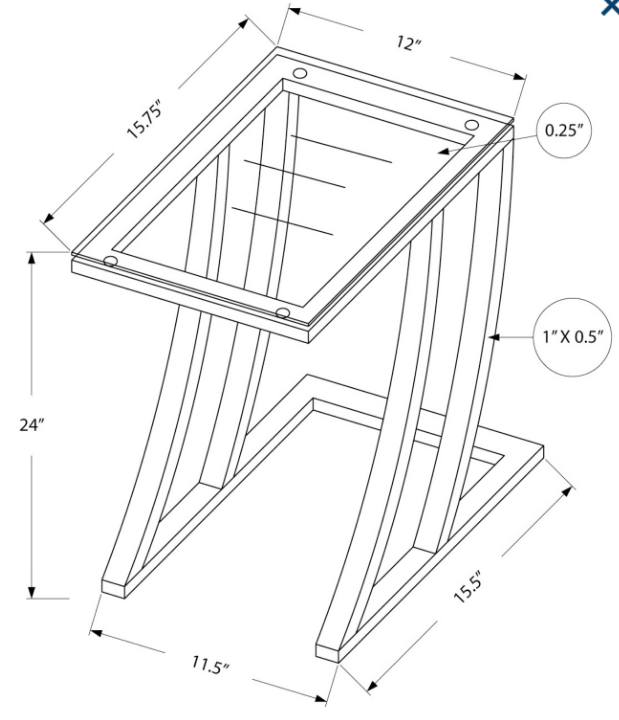 I-3089 Accent Table (black metal/tempered glass) - Optimum Plus