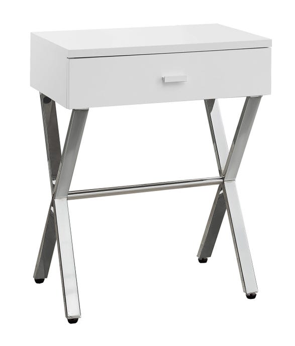 I-3262 Accent Table with drawer (white/metal chrome) - Optimum Plus