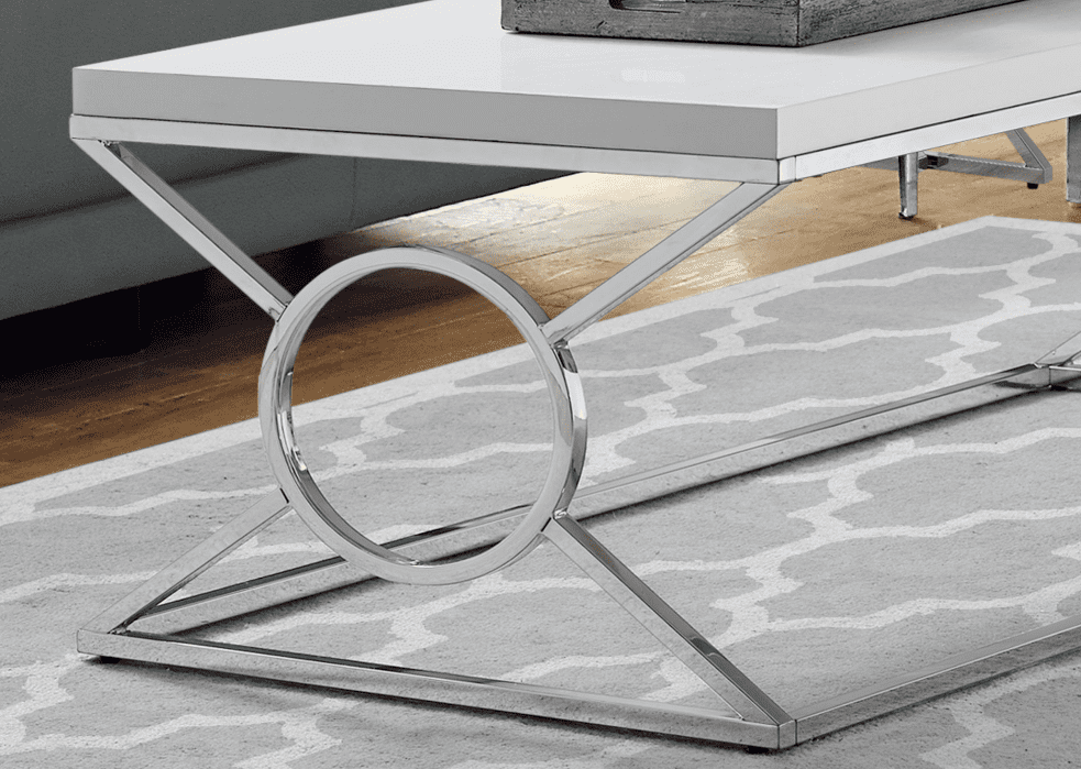 I-3400 Coffee Table (white/chrome metal) - Optimum Plus