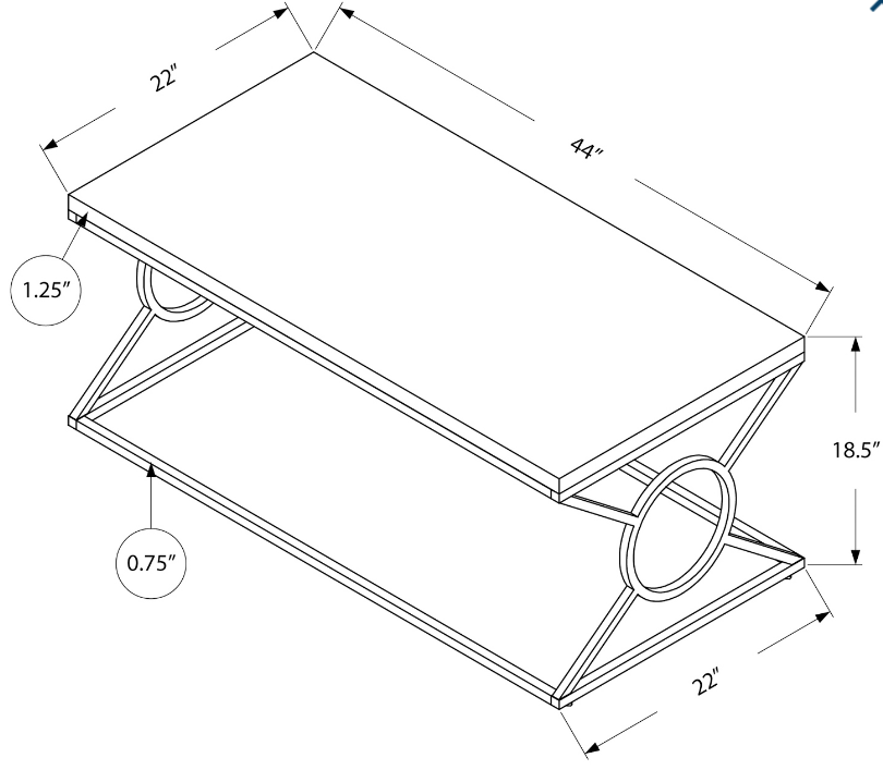 I-3400 Coffee Table (white/chrome metal) - Optimum Plus