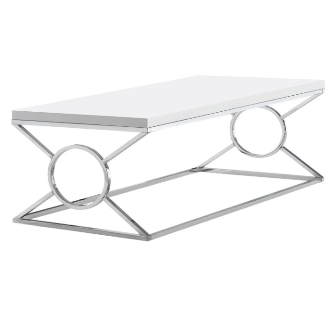 I-3400 Coffee Table (white/chrome metal) - Optimum Plus