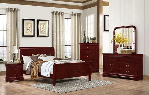 Louis Philippe Bedroom Set 60" 4pcs (martini cherry) - Optimum Plus