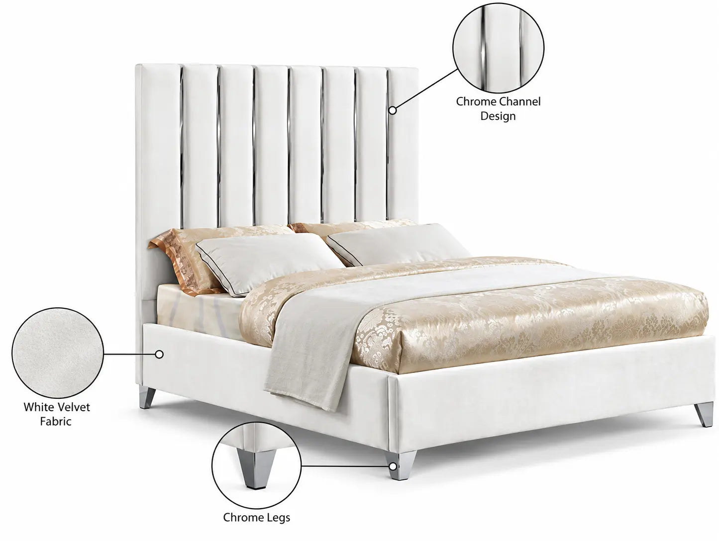 IF-5622 Bed 76" (Off-white Velvet)