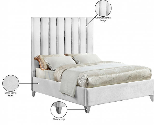 IF-5622 78" King Bed (Off-white Velvet) - Optimum Plus