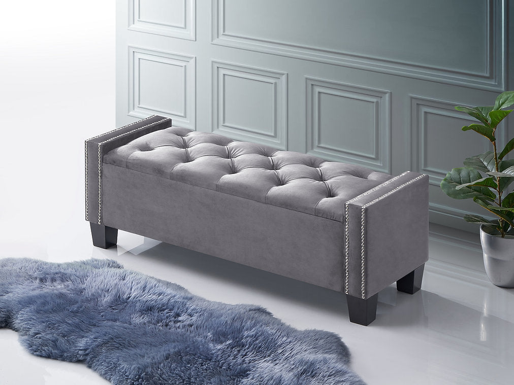 IF-6200 Storage bench (grey velvet) - Optimum Plus
