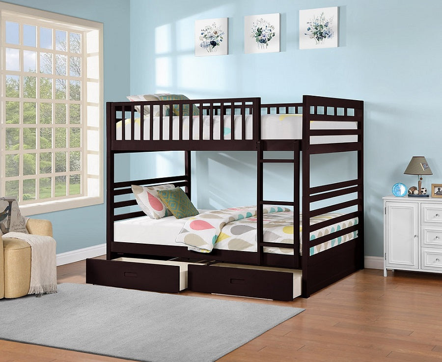 B-115 Bed double/double with drawers (Espresso) - Optimum Plus