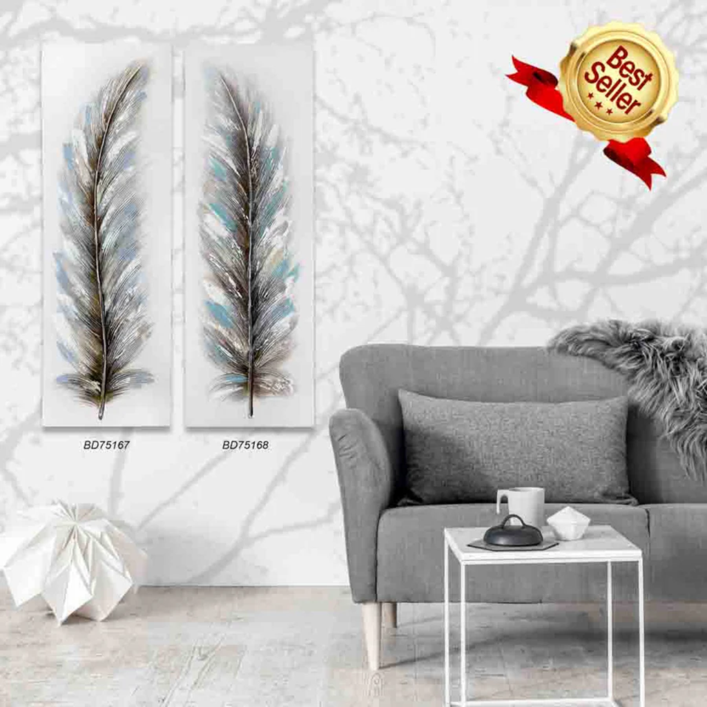 Teal Edge Feather, Oil Painting on Canvas - Optimum Plus