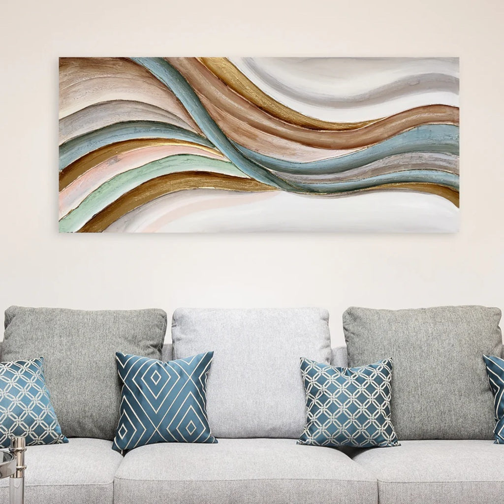 Golden Ribbons Abstract Painting - Optimum Plus