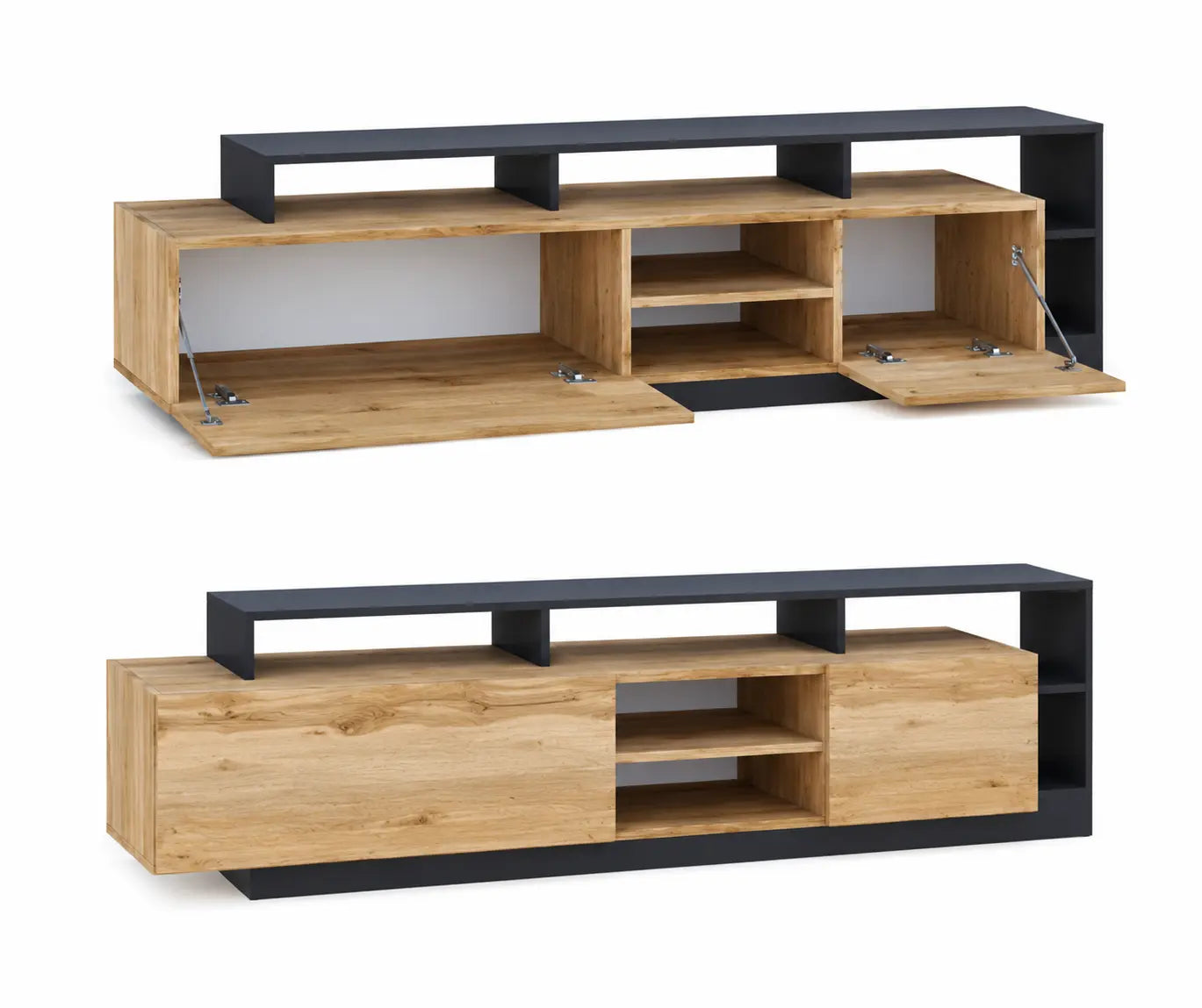 Meuble TV CALISTA 75" (Chêne appalaches et Anthracite)
