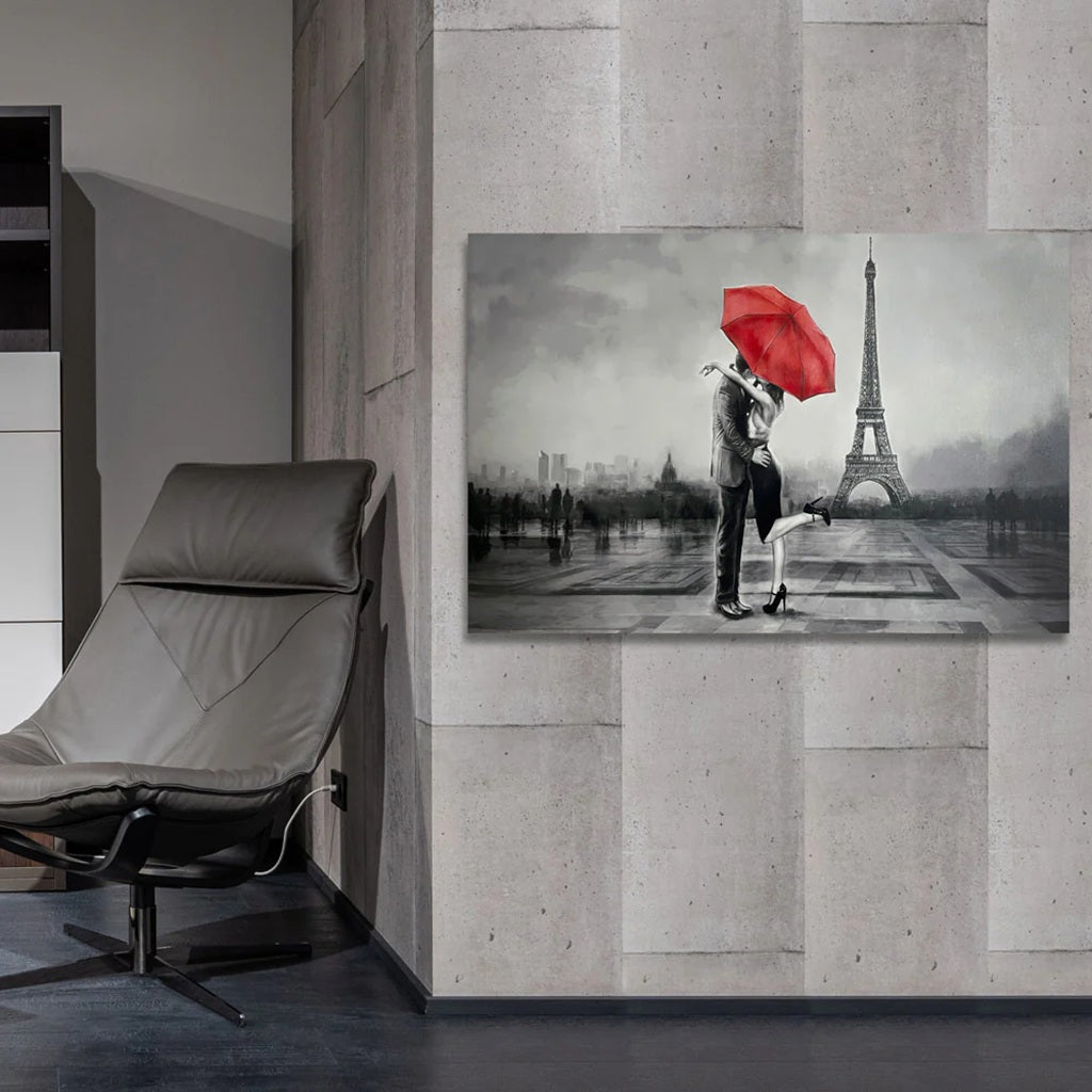Red Umbrella & Lovers on Canvas - Optimum Plus