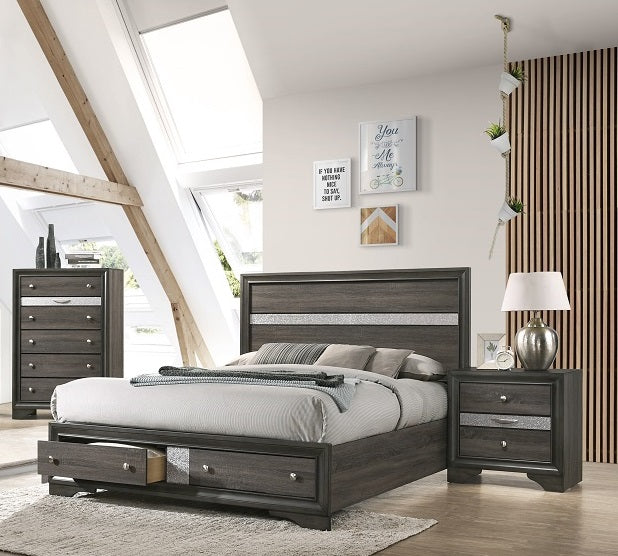 Mirabel Bedroom Set 60" 6pcs (grey) - Optimum Plus