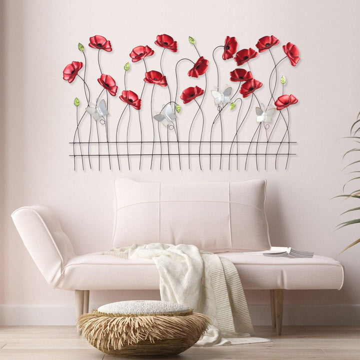 Large Poppy & Butterfly Wall Garden