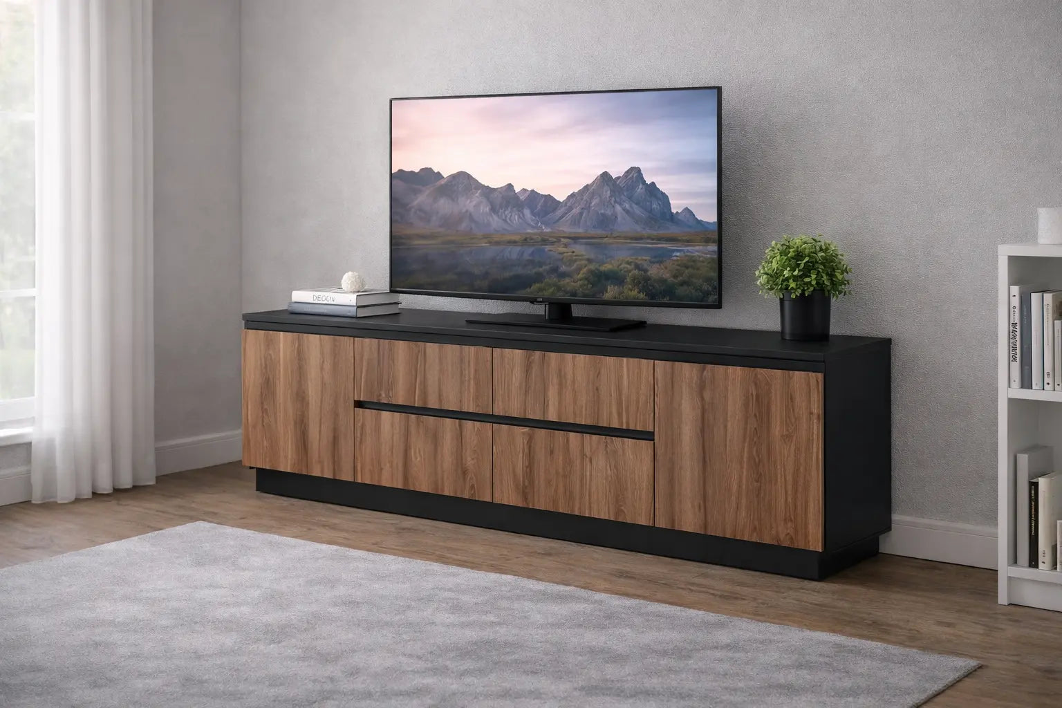 Meuble TV Frida 91″ (chêne de Livourne et noir)