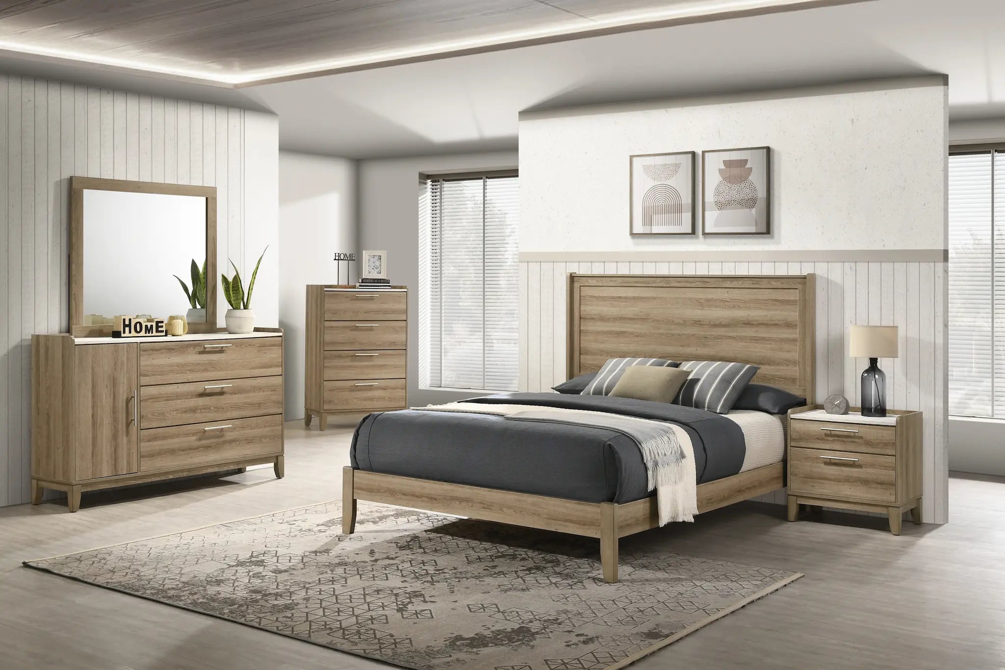 Ensemble de chambre Charlotte 76" 6 pièces (brun)