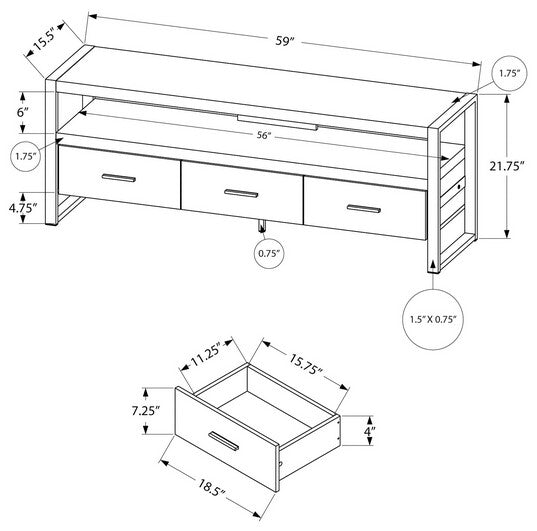 I-2820 TV Stand 60″L (Brown) - Optimum Plus