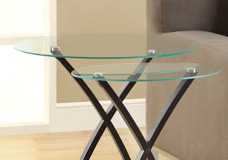 I-3013 Set of 2 tables (glass/espresso bentwood) - Optimum Plus