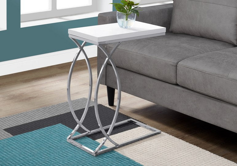 I-3184 Accent Table (glossy white/metal chrome) - Optimum Plus