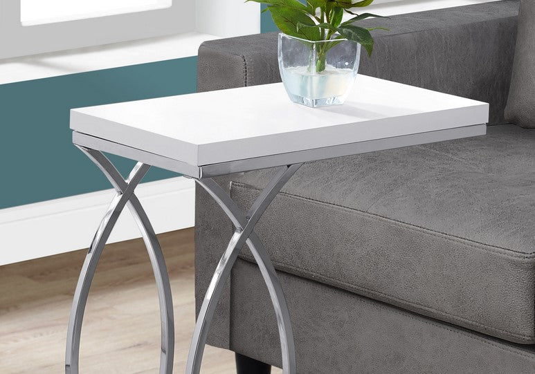 I-3184 Accent Table (glossy white/metal chrome) - Optimum Plus