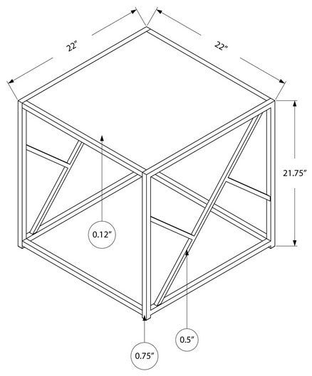 I-3396 Accent Table (mirror/black metal) - Optimum Plus