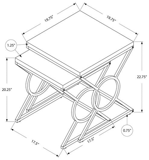 I-3401 Set of 2 tables (white/chrome metal)   (promo!) - Optimum Plus