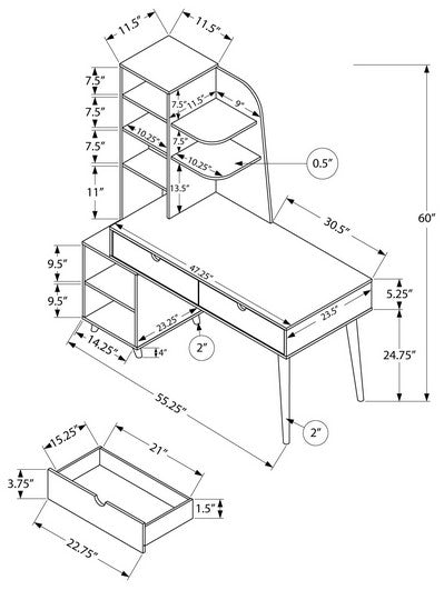 I-7096 Bookcase-desk (espresso) - Optimum Plus
