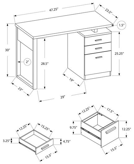I-7295 Computer Desk 48” reversible (grey) - Optimum Plus