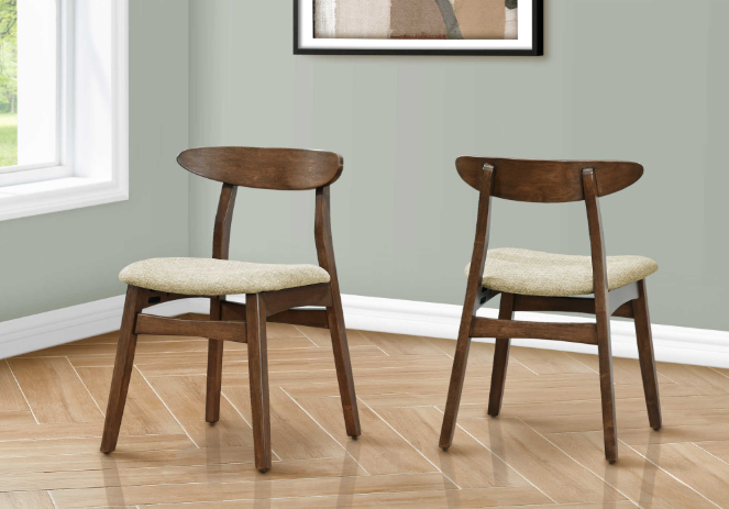 Chaises I-1369 30"H (Noyer Brun / Siege Tissu Sable) 2pcs