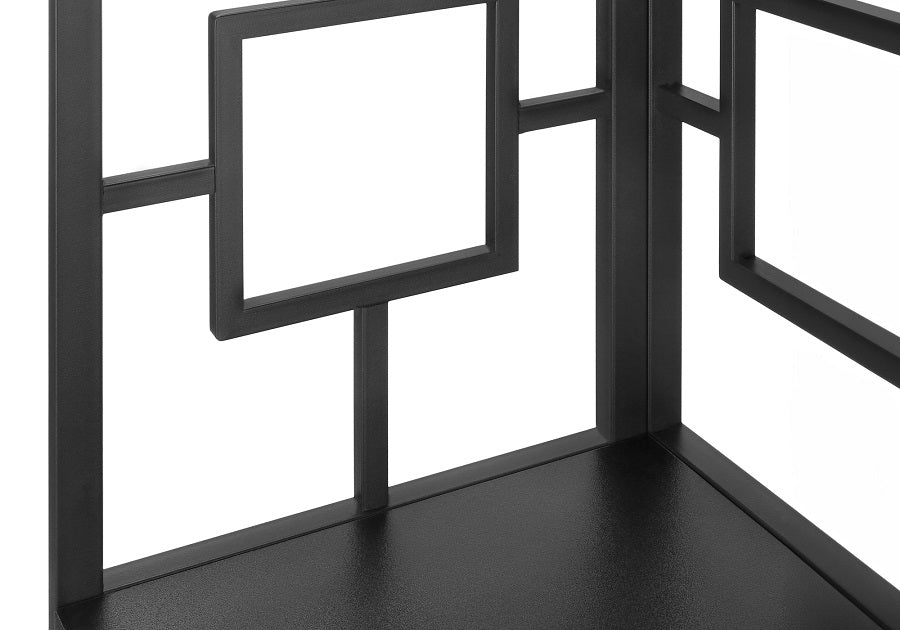 I-3610 Bookcase - 62"H / BLACK / BLACK METAL CORNER ETAGERE - Optimum Plus