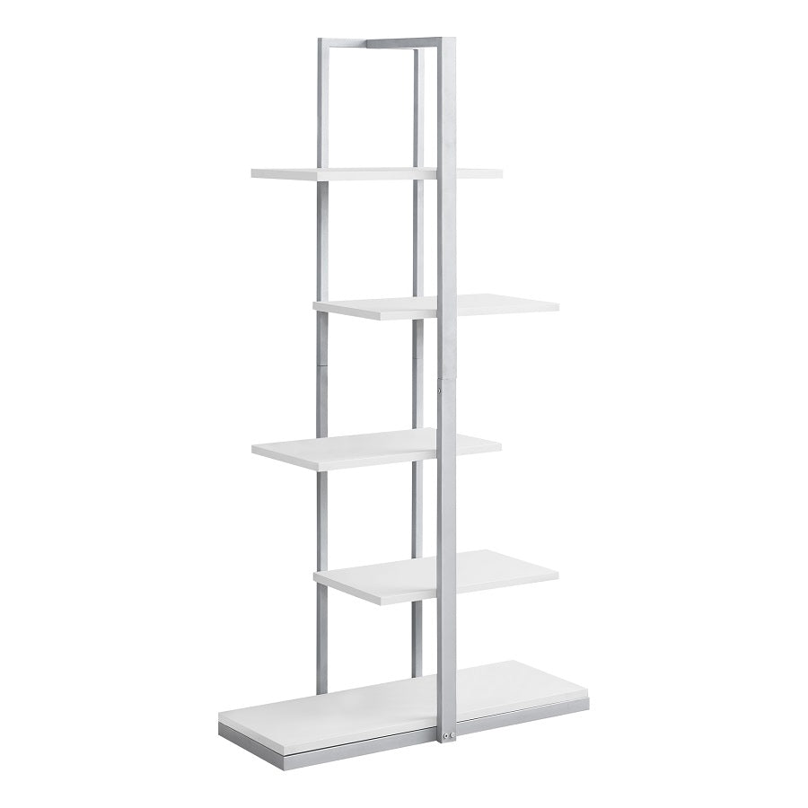 I-7233 Bookcase - 60"H / White / Silver Metal - Optimum Plus