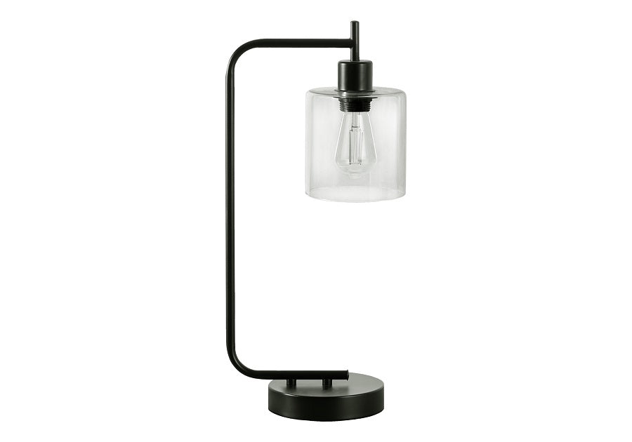 I-9637 Lighting 20"H table lamp (black metal / glass shade usb) - Optimum Plus