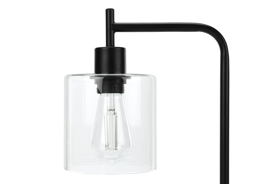 I-9637 Lighting 20"H table lamp (black metal / glass shade usb) - Optimum Plus