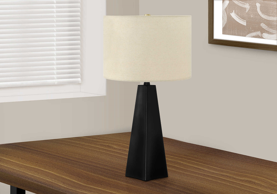 I-9726 Lighting 27"H table lamp (black resin / beige shade) - Optimum Plus