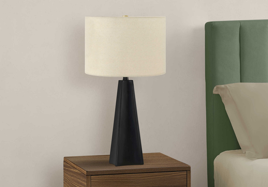 I-9726 Lighting 27"H table lamp (black resin / beige shade) - Optimum Plus