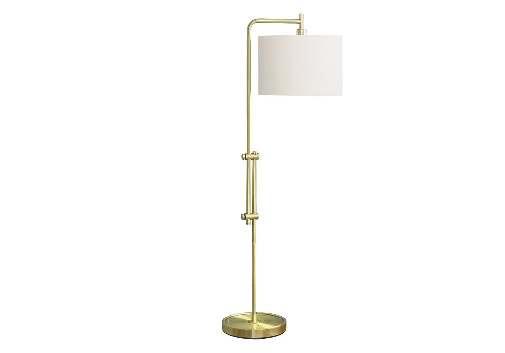 Lampadaire I-9761 Lighting 63"H (métal laiton / abat-jour ivoire)