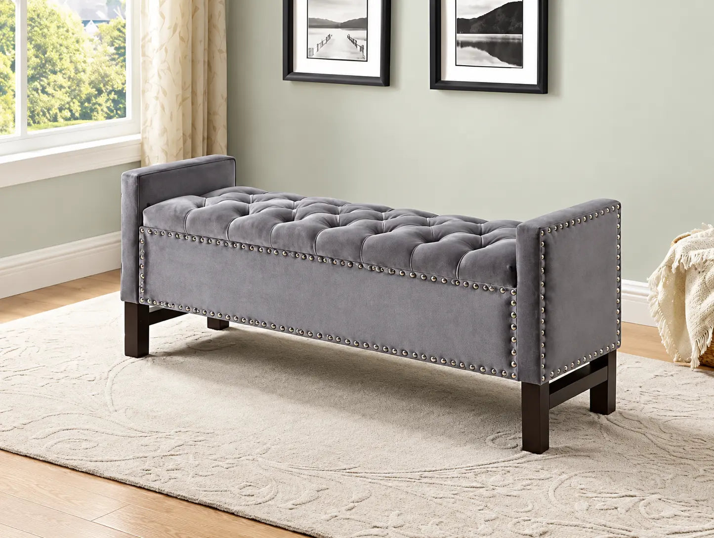 IF-6400 Storage bench (grey velvet)