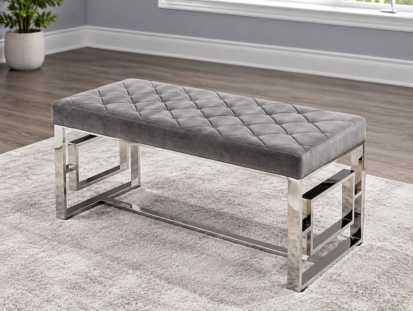 IF-6610 Chrome bench (grey velvet)