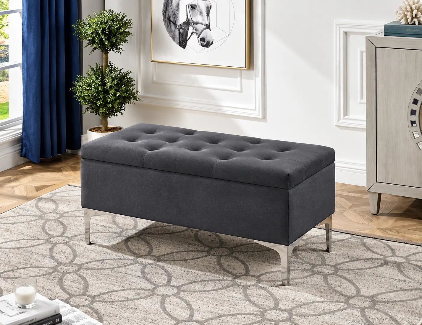IF-6255 Storage bench (grey velvet)