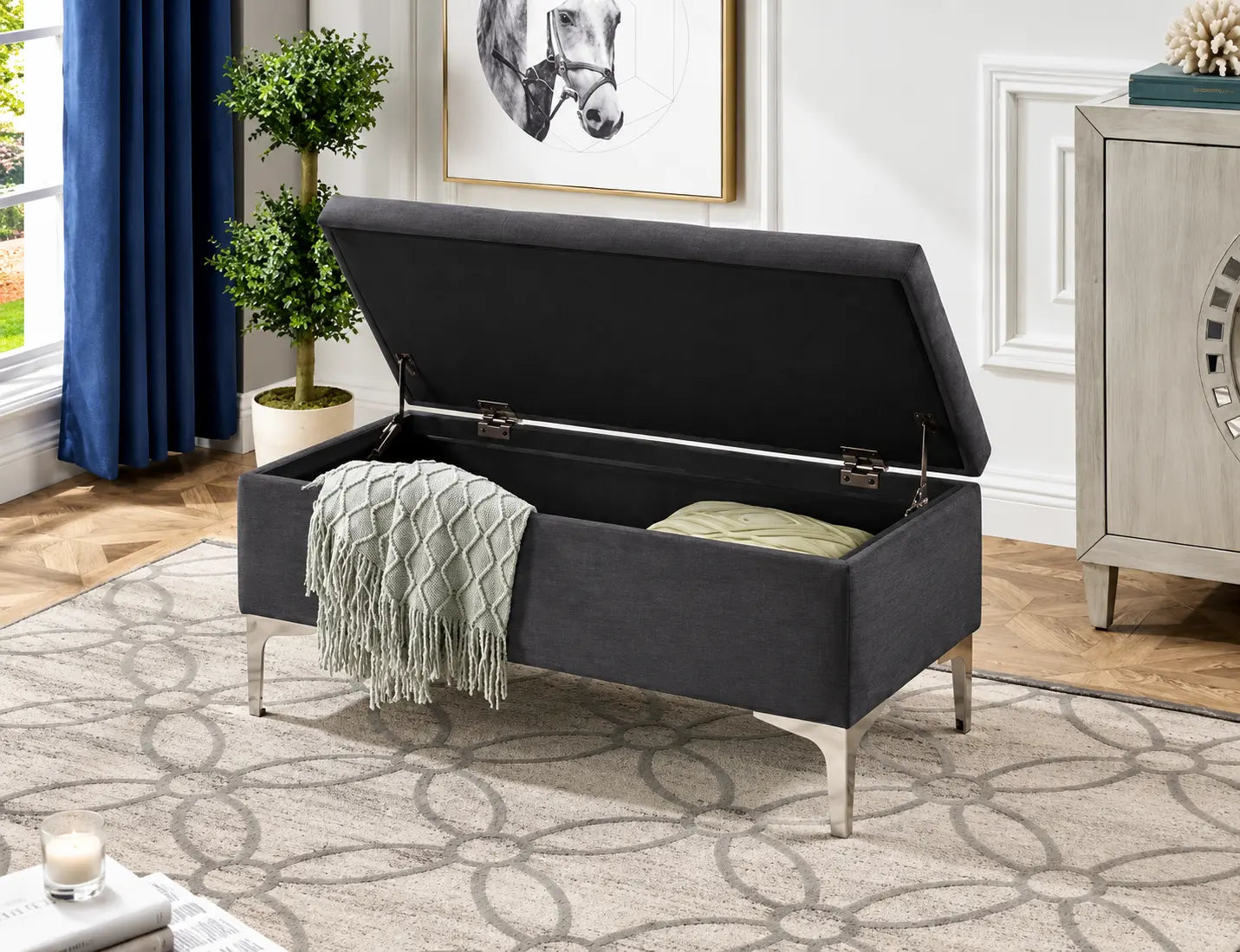 IF-6255 Storage bench (grey velvet)