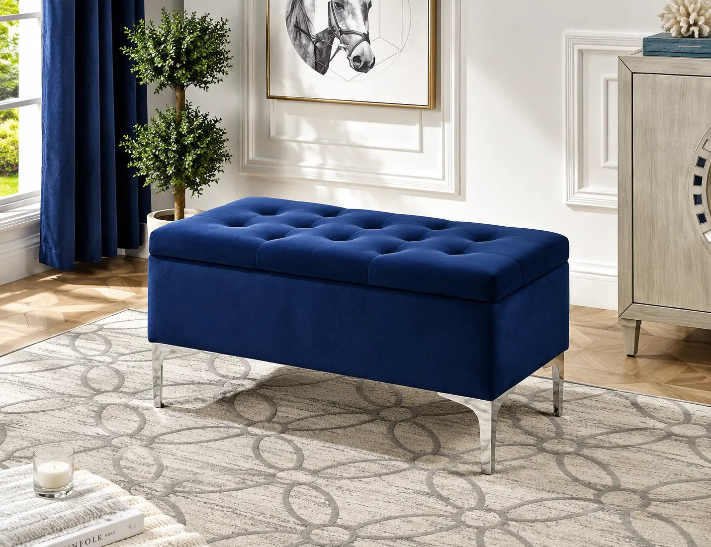 IF-6257 Storage bench (blue velvet)