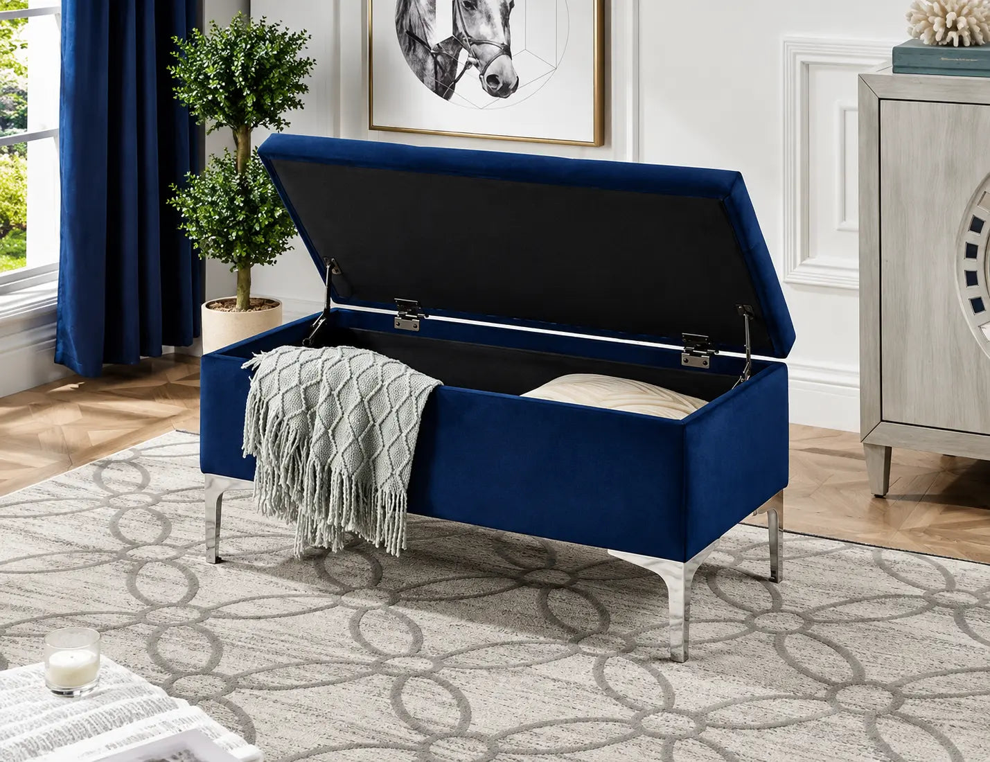 IF-6257 Storage bench (blue velvet)
