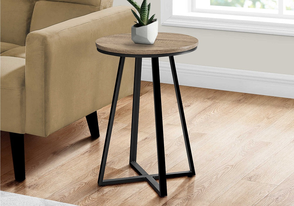 I-2177 Accent Table 22”H (dark taupe / black metal) - Optimum Plus