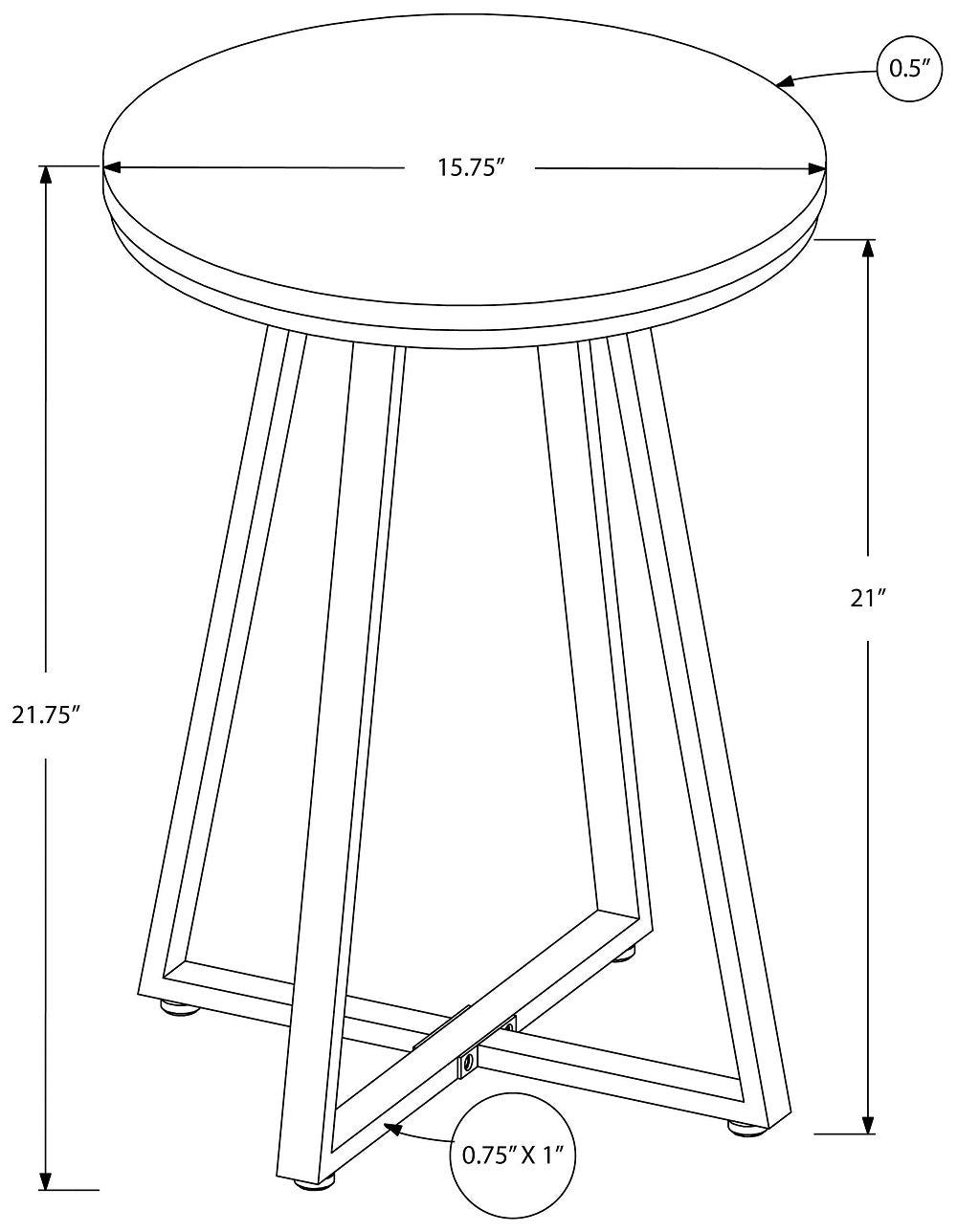 I-2178 Accent Table 22”H (white marble / black metal) - Optimum Plus