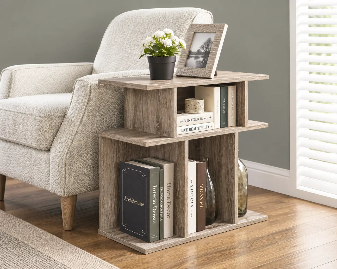 I-2476 Accent side table reclaimed-look 24”H (dark taupe)