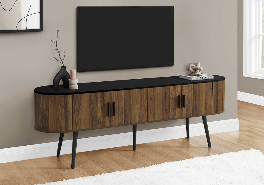 I-2798 TV Stand 72″L (Black / Brown Wood-Look) - Optimum Plus