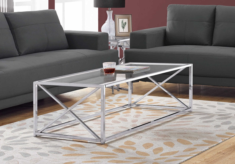 I-3440 Coffee Table (white/chrome metal) - Optimum Plus