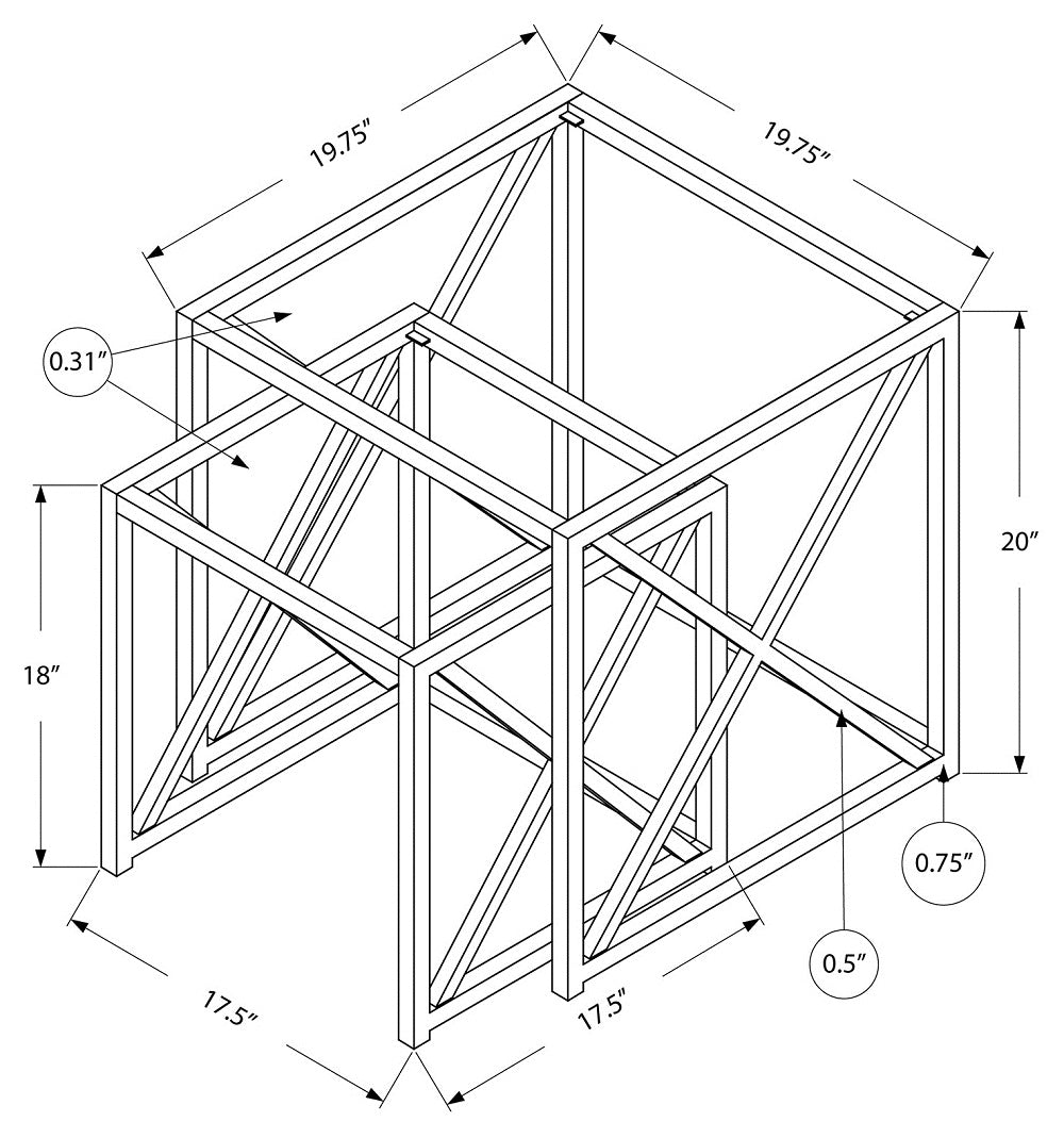 I-3441 Set of 2 tables (tempered glass/chrome metal) - Optimum Plus