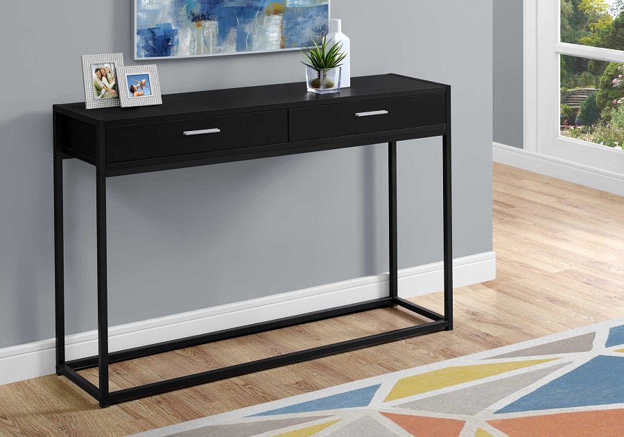 I-3512 Accent Table - 48"L / black / black metal hall console - Optimum Plus